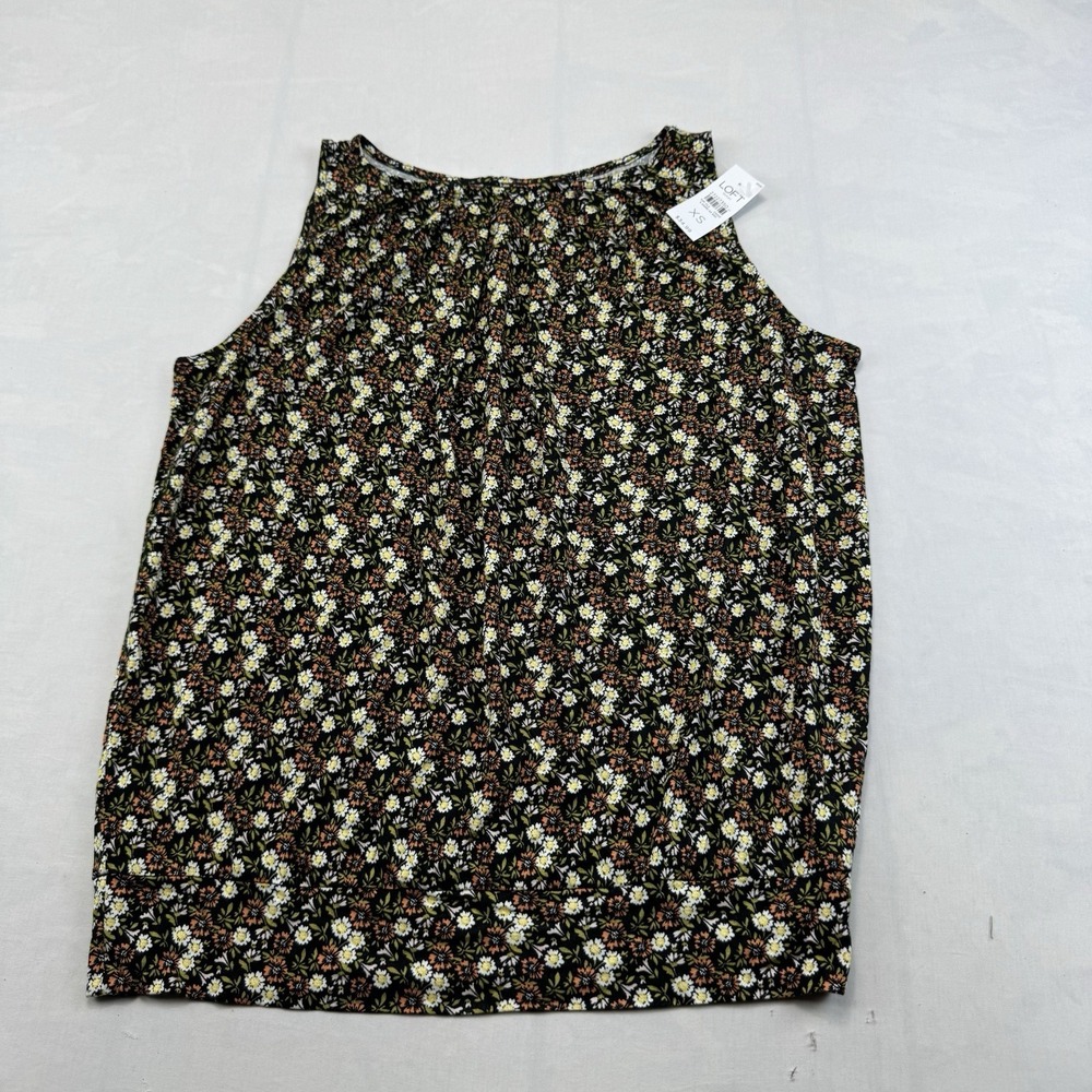 LOFT Outlet Women's XS Black Floral Sleeveless Blouse Tank Top NWT